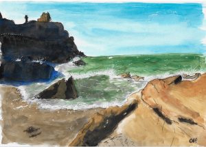 A painting of a beach at Ilfracombe, by Cindy the author of this page.